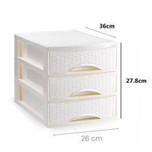 Cargar imagen en el visor de la galería, Cajonera de Sobremesa Imitación Rattan A4 con en Plástico Duro. Ideal para Organizar la Oficina