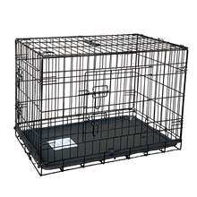 Cargar imagen en el visor de la galería, Transportín de Perro de 2 Puertas, Jaula para Perro Gato Animales Mascota Plegble con Asa Metal Alambre Con Bandeja Plástico Extraible