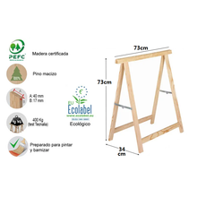 Cargar imagen en el visor de la galería, Caballete Plegable de Madera Pino Natural Pack de 2 Unidades