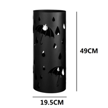 Cargar imagen en el visor de la galería, Paragüero contemporáneo Plateado de Metal Redondo con Tallado de Gotas de Lluvia