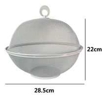 Cargar imagen en el visor de la galería, Frutero de Mesa Rejilla con Tapa Metal Redondo Para Conserva Frutas Frescas 28.5 x 22 cm