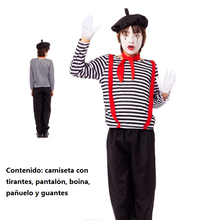 Cargar imagen en el visor de la galería, Disfraz Mimo Niño Carnaval Profesiones Fiesta Teatro Cumpleaños