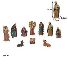 Cargar imagen en el visor de la galería, Set de Belén Navideño de 10 Piezas de Resina con Figuras Detalladas, Nacimiento de Navidad Tradicional para Decoración del Hogar (Altura máxima 15 cm)