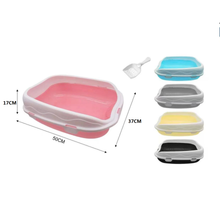 Cargar imagen en el visor de la galería, Arenero para Gatos con Pala, Bandeja Sanitaria para Gatos 50 x 37 x 17 cm, Fácil de Limpiar, Bordes Altos, Color Aleatorio