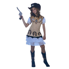 Cargar imagen en el visor de la galería, Disfraz Vaquera Pistolera Niña Infantil Marrón para Carnaval Fiesta