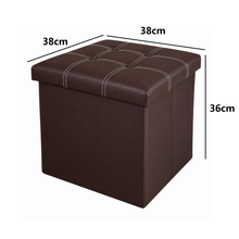 Cargar imagen en el visor de la galería, Puf Cuadrado de Almacenamiento de Piel Sintética con Tapa Acolchada, Asiento Auxiliar, 38 × 38 × 36 cm