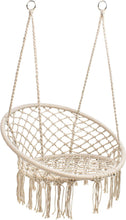 Cargar imagen en el visor de la galería, Asiento Colgante - Sillón en Cuerda de Algodón y Acero - Alto. 100 cm x Diámetro. Ø80 cm - Color Natural - Ideal para Jardín, Patio, Terraza, Balcón