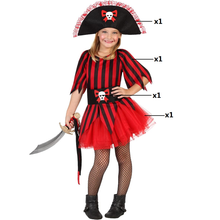 Cargar imagen en el visor de la galería, Disfraz Pirata, Capitán de Pirata Niña Infantil para Carnaval Teatro vestido pirata marinera