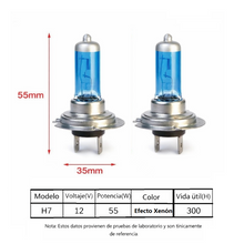 Cargar imagen en el visor de la galería, 2PCS Bombillas Halógenas H7 para Faros Delanteros Coche 12V 55W, 3600K, 4500K y 6400K