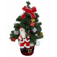 Cargar imagen en el visor de la galería, Árbol de Navidad 80 cm con Papá Noel, Lazo y Regalos - Decoración Navideña con Maceta Decorada de 80 Centímetros