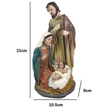 Cargar imagen en el visor de la galería, Nacimiento Sagrada Familia con Pesebre en Resina 21 cm – Belén de Navidad Decorativo Para Decoración de Navidad - Gerimport