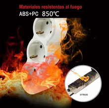 Cargar imagen en el visor de la galería, Adaptador Enchufe Schuko Ladron 3 Tomas Vertical Blanco 16A/250V MAX.3680W