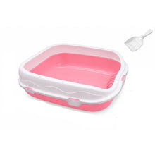 Cargar imagen en el visor de la galería, Arenero para Gatos con Pala, Bandeja Sanitaria para Gatos 50 x 39 x 19 cm, Fácil de Limpiar, Bordes Altos, Color Aleatorio