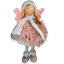 Cargar imagen en el visor de la galería, Figura de Ángel Rosa con Alas Iluminacion 14 Luces de LED para Decoracion de Navidad