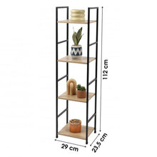 Cargar imagen en el visor de la galería, Estantería Mesita de Noche Dormitorio Elegante Negro y Madera 2, 3, 4 Niveles Soportes Laterales de Metal