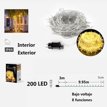Cargar imagen en el visor de la galería, Guirnalda Luces led Navidad blanco cable transparente interior y exterior 8 funciones guirnaldas