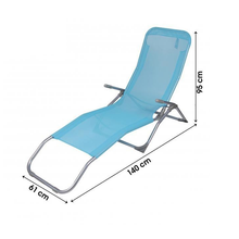 Cargar imagen en el visor de la galería, Tumbona reclinable con 2 posiciones, tubos de acero y textil, Tumbona plegable para Patio Terraza Piscina Jardín