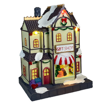 Cargar imagen en el visor de la galería, Casa con Luz LED de Navidad Tienda de Regalos, Librería y Teatro Figura Decorativa 10x7.5x14.5 cm Para Decoracion de Navidad