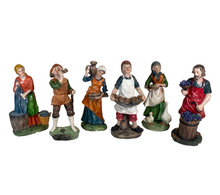 Cargar imagen en el visor de la galería, Set 6 Figuras de Oficios y Pastores para Belén (15 cm) – Escenas de Aldea Tradicional Navideña – Decoración Pesebre Navidad
