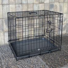 Cargar imagen en el visor de la galería, Transportín de Perro de 2 Puertas, Jaula para Perro Gato Animales Mascota Plegble con Asa Metal Alambre Con Bandeja Plástico Extraible