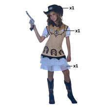 Cargar imagen en el visor de la galería, Disfraz Vaquera Pistolera Niña Infantil Marrón para Carnaval Fiesta