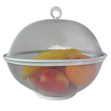 Cargar imagen en el visor de la galería, Frutero de Mesa Rejilla con Tapa Metal Redondo Para Conserva Frutas Frescas 28.5 x 22 cm