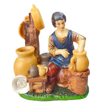 Cargar imagen en el visor de la galería, Figura de Belen de Oficios Trabajadores, Carnicero, Panadera, Zapatero, Herrero, Alfarero, leñador, Resina 6 Piezas 9x5.5x11 cm aproximamente para decoracion de navidad