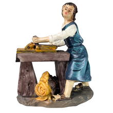 Cargar imagen en el visor de la galería, Figura de Belen de Oficios Trabajadores, Carnicero, Panadera, Zapatero, Herrero, Alfarero, leñador, Resina 6 Piezas 9x5.5x11 cm aproximamente para decoracion de navidad