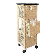 Cargar imagen en el visor de la galería, Mueble Cajonera con Ruedas 3 Cajones | Estructura Paulownia/MDF/Álamo | Blanco o Natural | 77,5x29x27 cm