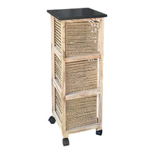 Cargar imagen en el visor de la galería, Mueble Cajonera con Ruedas 3 Cajones | Estructura Paulownia/MDF/Álamo | Blanco o Natural | 77,5x29x27 cm