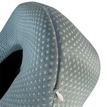 Cargar imagen en el visor de la galería, Cojín de Viaje Ergonómico de Espuma con Memoria – Almohada Cervical de Poliéster y Poliuretano 25x25 cm, Ajustable y Transpirable