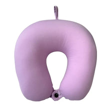 Cargar imagen en el visor de la galería, Cojín de Viaje Cervical en Forma U con Microbolas de Espuma – Almohada de Cuello Suave y Transpirable 26x28 cm para Avión, Coche y Tren