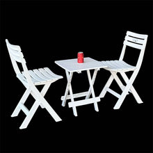 Cargar imagen en el visor de la galería, Juego de Mesa y 2 Sillas Plegables de Resina Blanca para Balcón o Terraza – Conjunto Exterior Compacto y Resistente