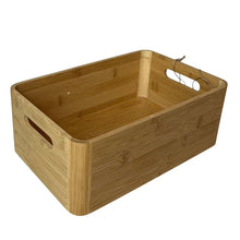 Cargar imagen en el visor de la galería, Juego de 3 Cestas de Bambú para Almacenaje – Cajas Organizadoras Naturales de Diferentes Tamaños con Ranura para Asa