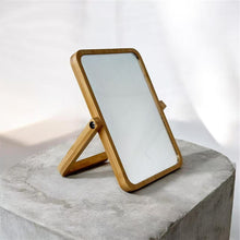 Cargar imagen en el visor de la galería, Espejo de Bambú Ajustable – Espejo de Mesa con Soporte Plegable, Diseño Natural y Ángulo Regulable