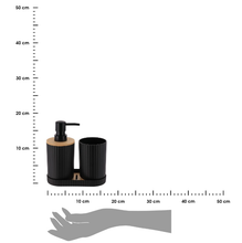 Cargar imagen en el visor de la galería, Set de Baño Premium de 3 Piezas | Diseño Acanalado PP y Bambú | Dosificador 350ml, Vaso y Jabonera | Estilo Nórdico Moderno