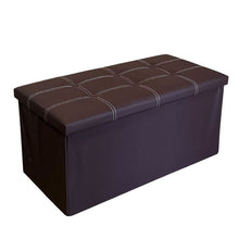 Cargar imagen en el visor de la galería, Puf Baúl Almacenaje Plegable 76x38x36 cm - Banco Otomana de Piel Sintética con Tapa Acolchada, Zapatero y Organizador Multiusos para Salón, Dormitorio y Recibidor