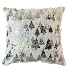 Cargar imagen en el visor de la galería, Set 4 Fundas de Cojín de Navidad - 43x43 cm, Fundas Decorativas Navideñas de Poliéster con Estampado Estilo Crema y Oro