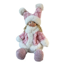 Cargar imagen en el visor de la galería, Muñeca de Peluche con Luz LED 35 cm, Decoración Navideña, Muñeca Decorativa Suave con Luces LED, Rosa/Blanco