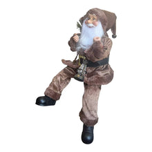 Cargar imagen en el visor de la galería, Papá Noel Sentado 45cm con Linterna, Gafas y Saco de Regalos - Figura Decorativa Navideña, Adorno de Navidad para Hogar, Chimenea o Estantería