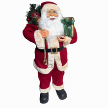 Cargar imagen en el visor de la galería, Papá Noel Grande 90 cm con Luz y Música - Muñeco de Santa Claus Decorativo con Saco de Regalos y Caja, Figura Navideña para Hogar, escaparates y Fiestas