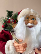 Cargar imagen en el visor de la galería, Papá Noel Grande 90 cm con Luz y Música - Muñeco de Santa Claus Decorativo con Saco de Regalos y Caja, Figura Navideña para Hogar, escaparates y Fiestas