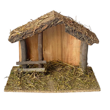 Cargar imagen en el visor de la galería, Casa Portal Madera con musgo para belén de un Nacimiento navidad diseño realista