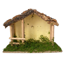 Cargar imagen en el visor de la galería, Casa Portal Madera con musgo para belén de un Nacimiento navidad diseño realista