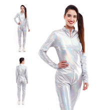 Cargar imagen en el visor de la galería, Disfraz o Mono metálico cierre frontal Con Cremallera para mujer, Maillot Para Disfraz