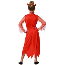 Cargar imagen en el visor de la galería, Disfraz Diablesa Demonio Rojo y Negro Infantil Niña Para Fiesta Halloween Carnaval Teatro