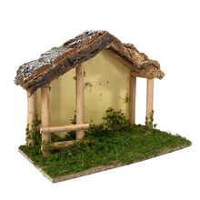 Cargar imagen en el visor de la galería, Casa Portal Madera con musgo para belén de un Nacimiento navidad diseño realista
