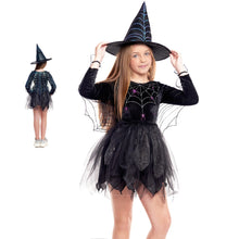 Cargar imagen en el visor de la galería, Disfraz Bruja de Telaraña Infantil Niña Para Halloween Carnaval Teatro