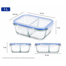Cargar imagen en el visor de la galería, Fiambrera de Cristal Rectangular QUTTIN con Tapa Hermética Apta para Microondas, Nevera y Lavavajillas