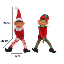 Cargar imagen en el visor de la galería, Pareja de Elfos Sentados Navideños Decorativos - Pack de 2 Muñecos Duendes de Navidad para Colgar y Estantería